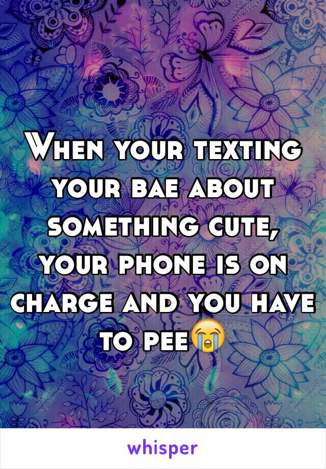 When your texting your bae about something cute, your phone is on charge and you have to pee😭