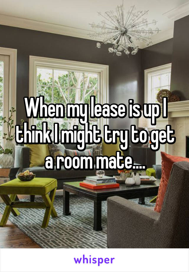 When my lease is up I think I might try to get a room mate....