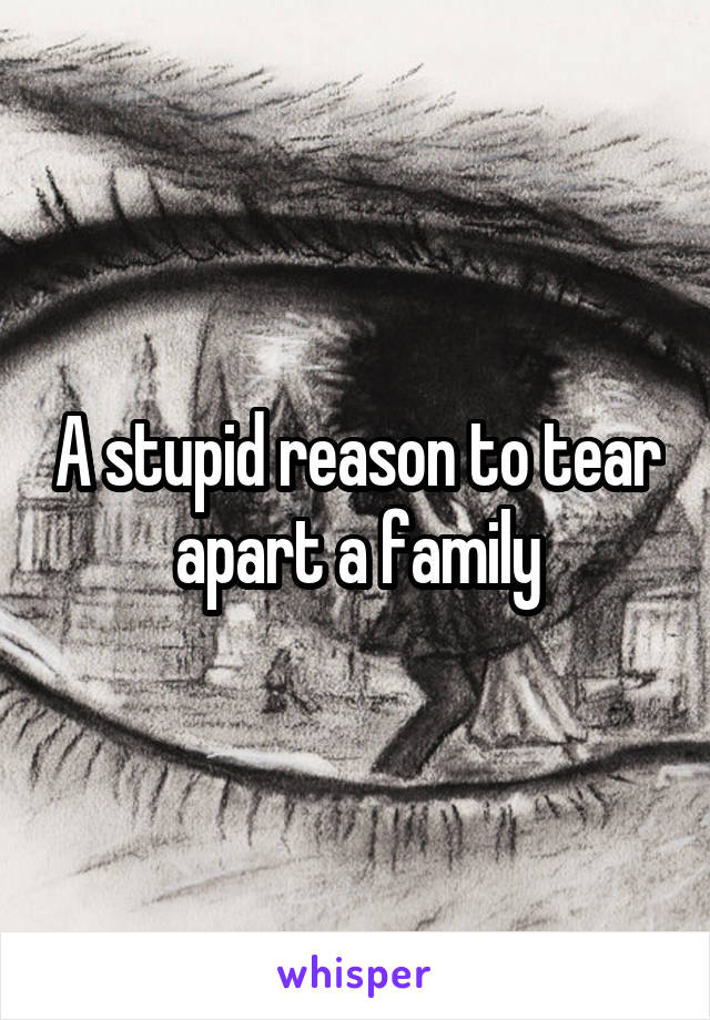 A stupid reason to tear apart a family