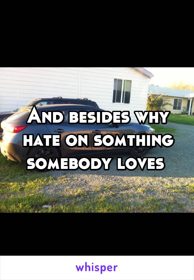 And besides why hate on somthing somebody loves 