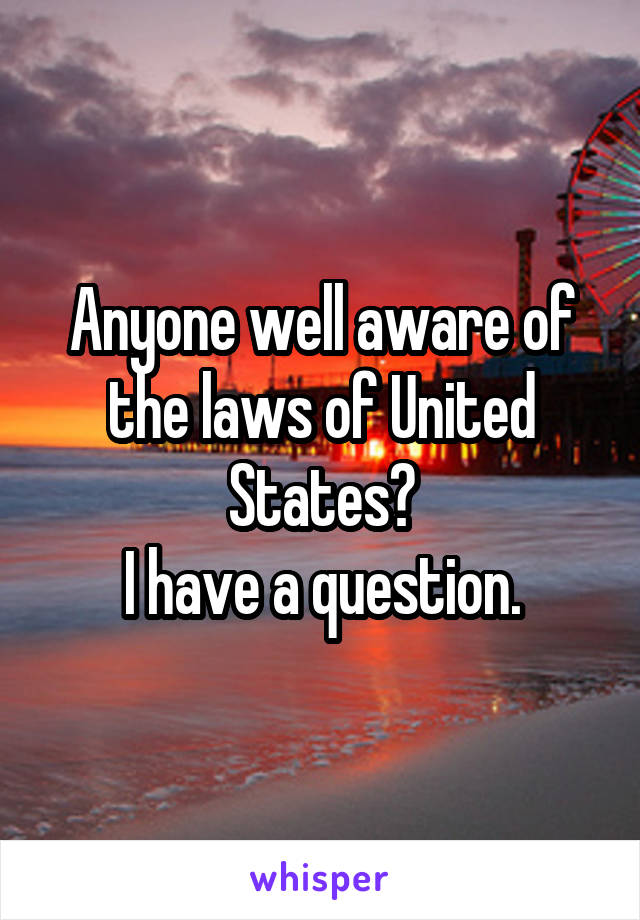 Anyone well aware of the laws of United States?
I have a question.