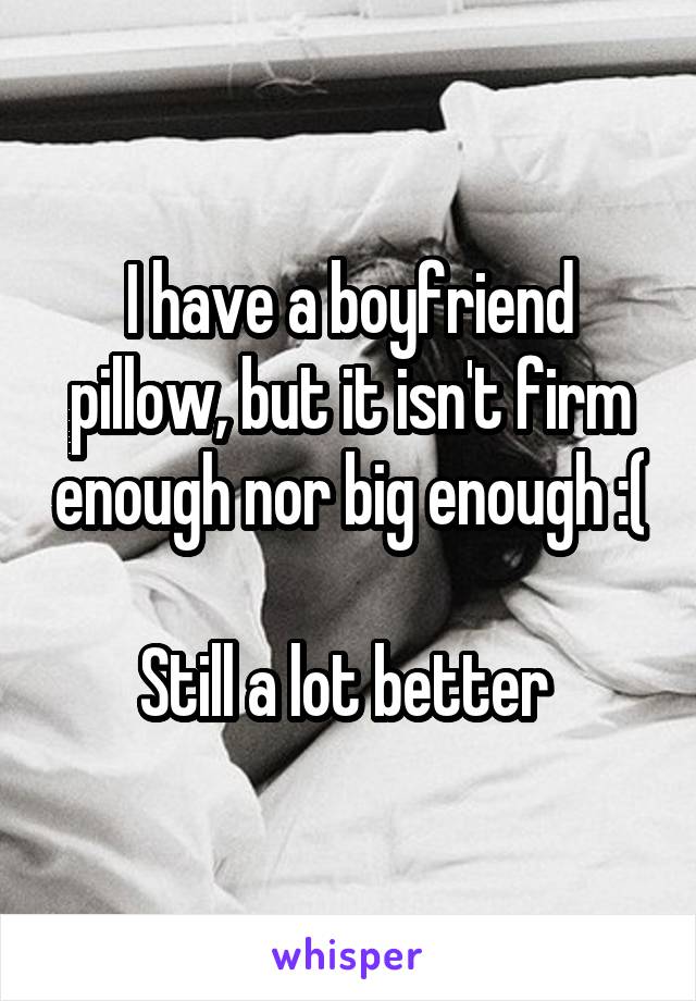 I have a boyfriend pillow, but it isn't firm enough nor big enough :(

Still a lot better 