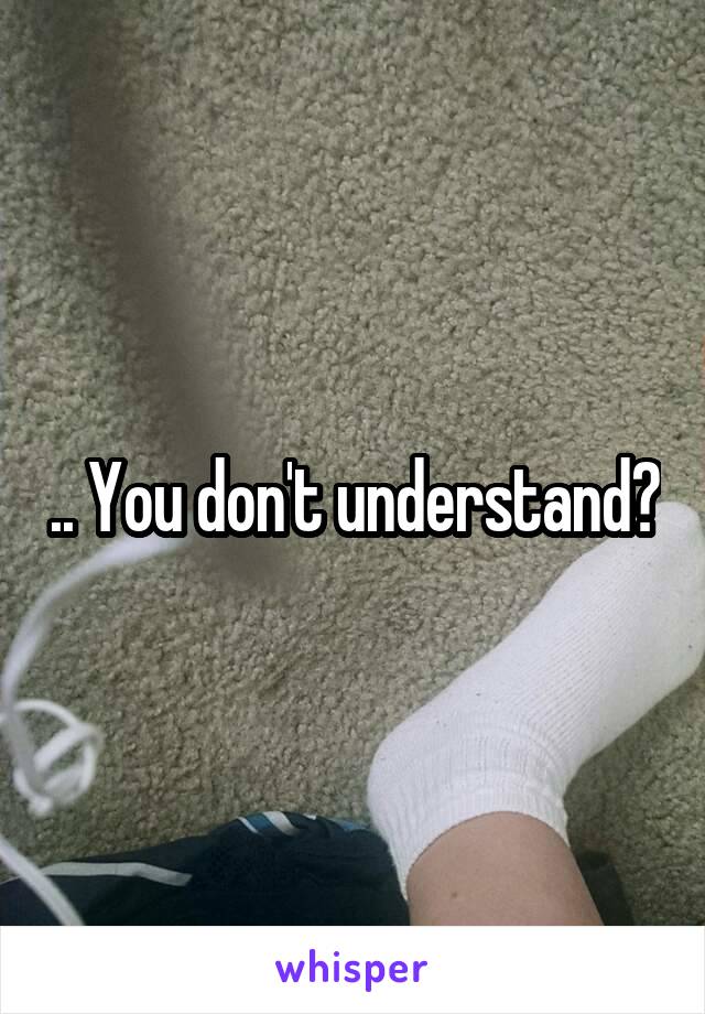 .. You don't understand?
