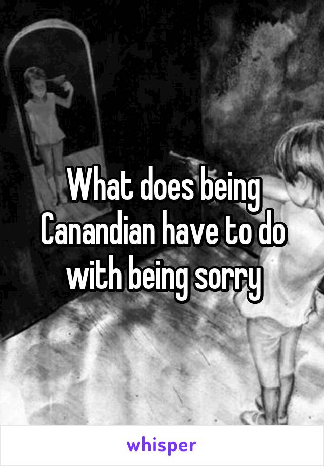 What does being Canandian have to do with being sorry