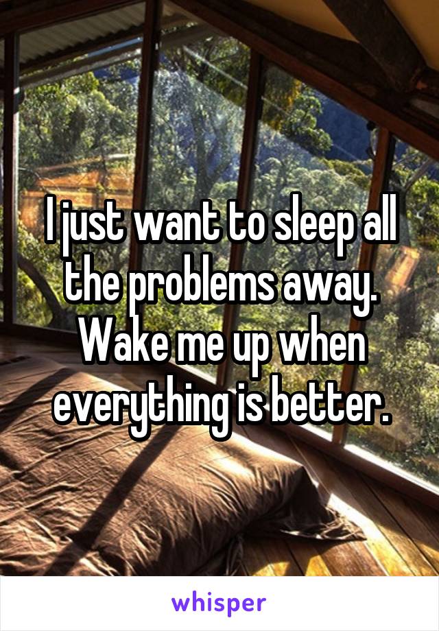 I just want to sleep all the problems away. Wake me up when everything is better.