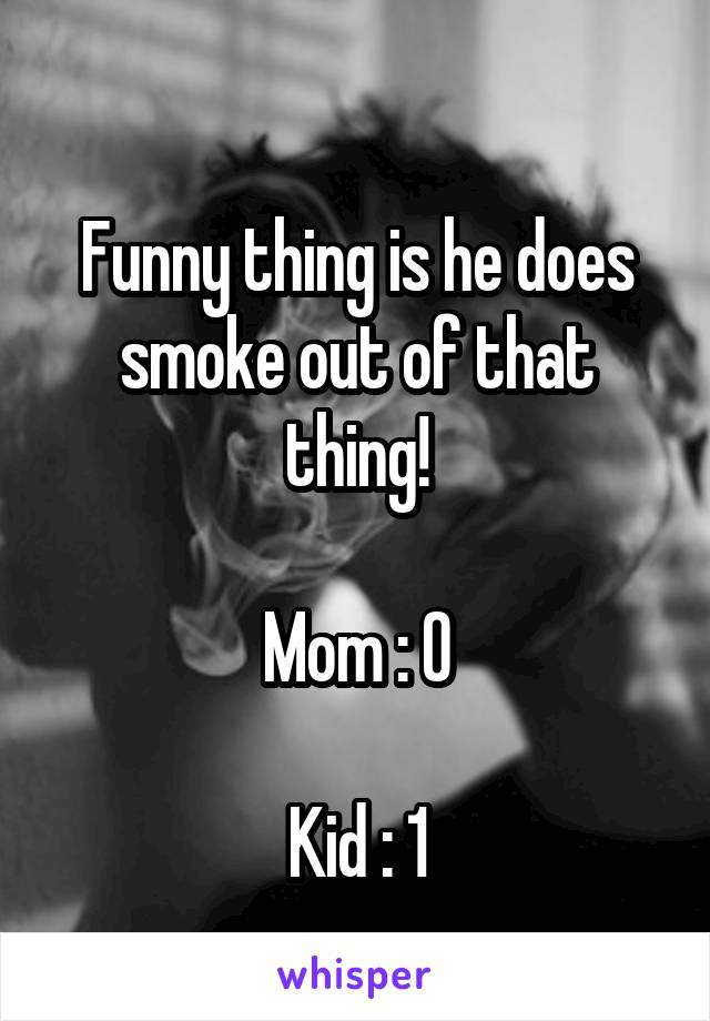 
Funny thing is he does smoke out of that thing!

Mom : 0

Kid : 1