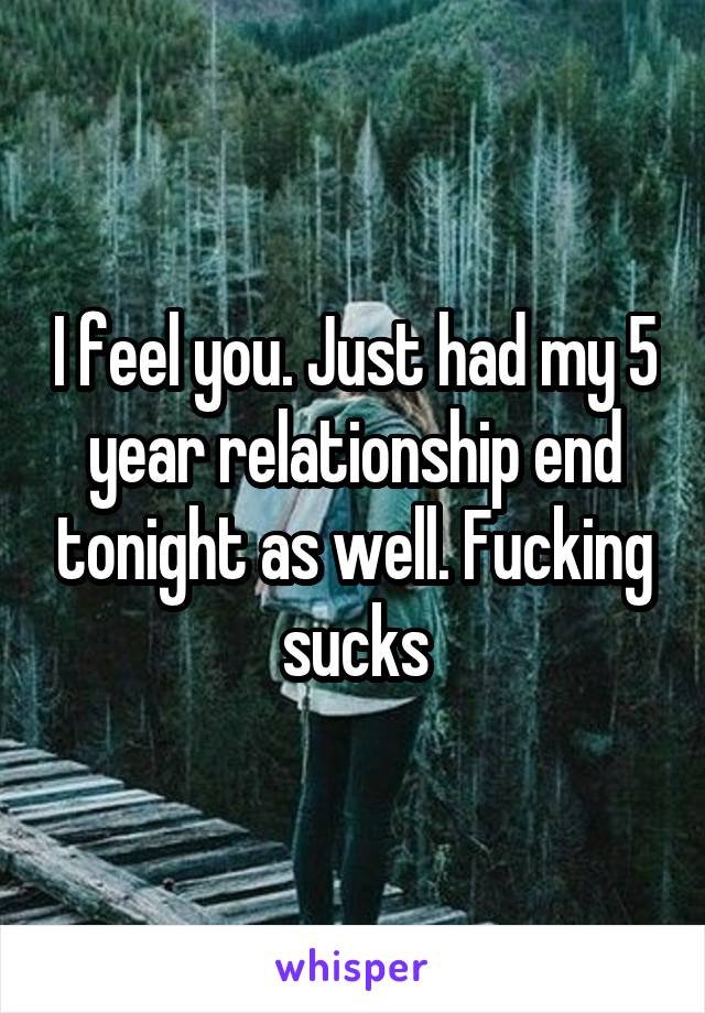 I feel you. Just had my 5 year relationship end tonight as well. Fucking sucks