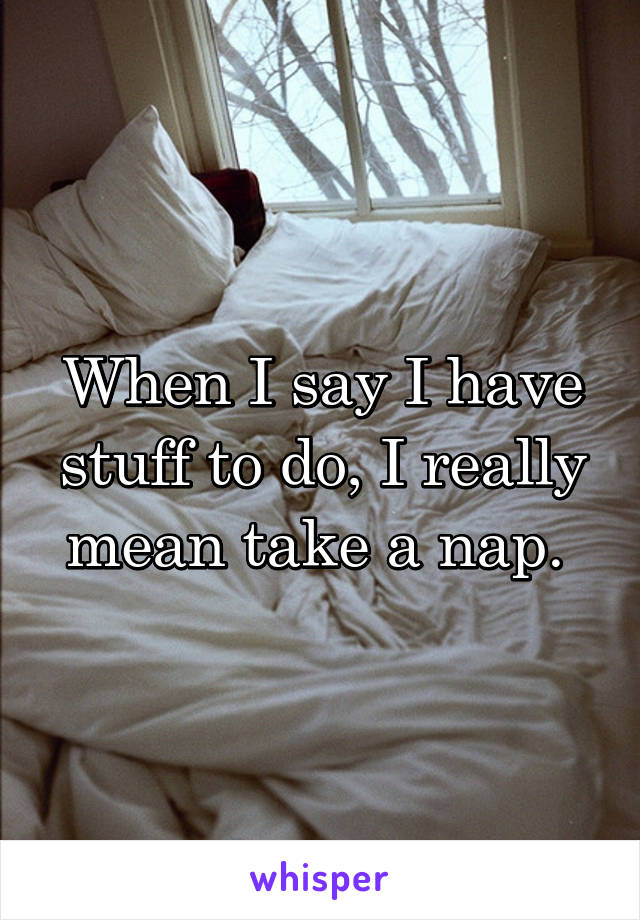 When I say I have stuff to do, I really mean take a nap. 