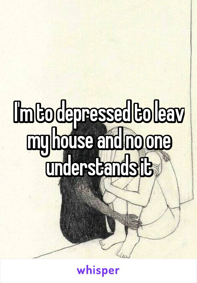 I'm to depressed to leav my house and no one understands it