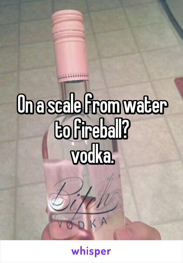 On a scale from water to fireball?
vodka.