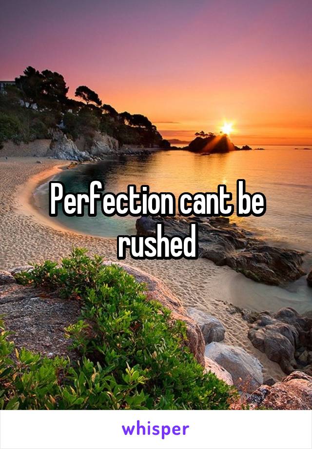 Perfection cant be rushed