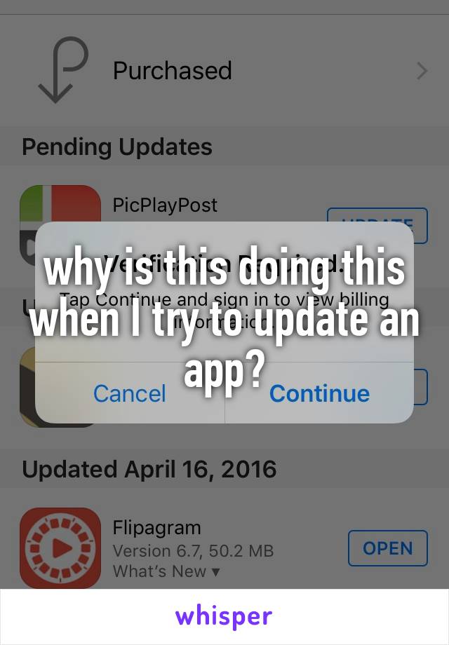 why is this doing this when I try to update an app?