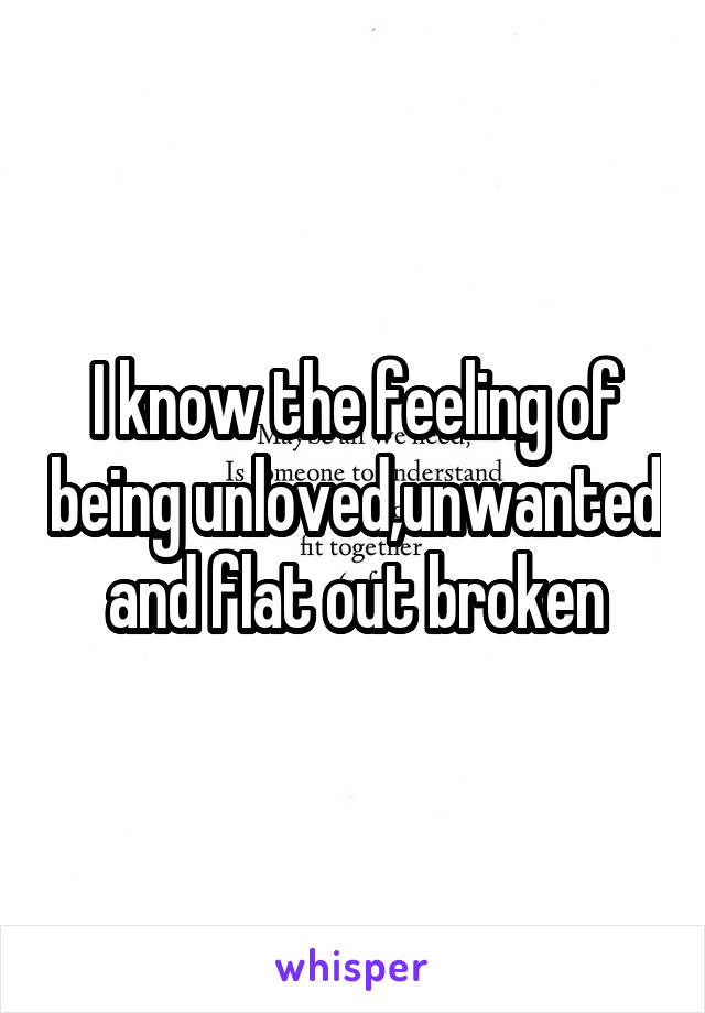 I know the feeling of being unloved,unwanted and flat out broken