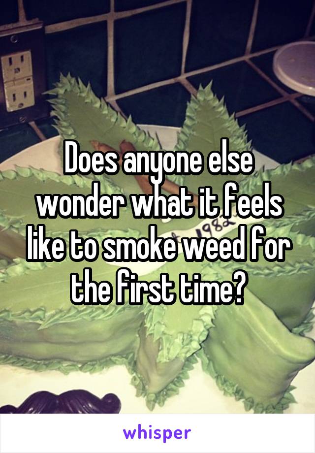 Does anyone else wonder what it feels like to smoke weed for the first time?