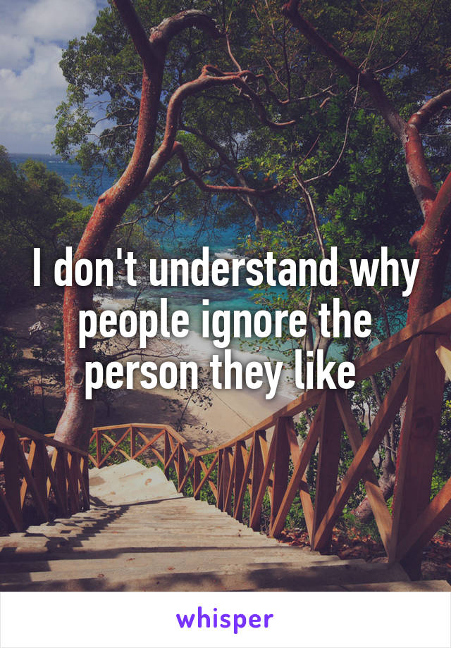 I don't understand why people ignore the person they like 