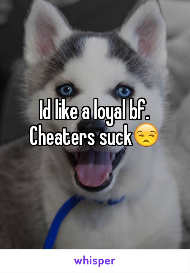 Id like a loyal bf. Cheaters suck😒