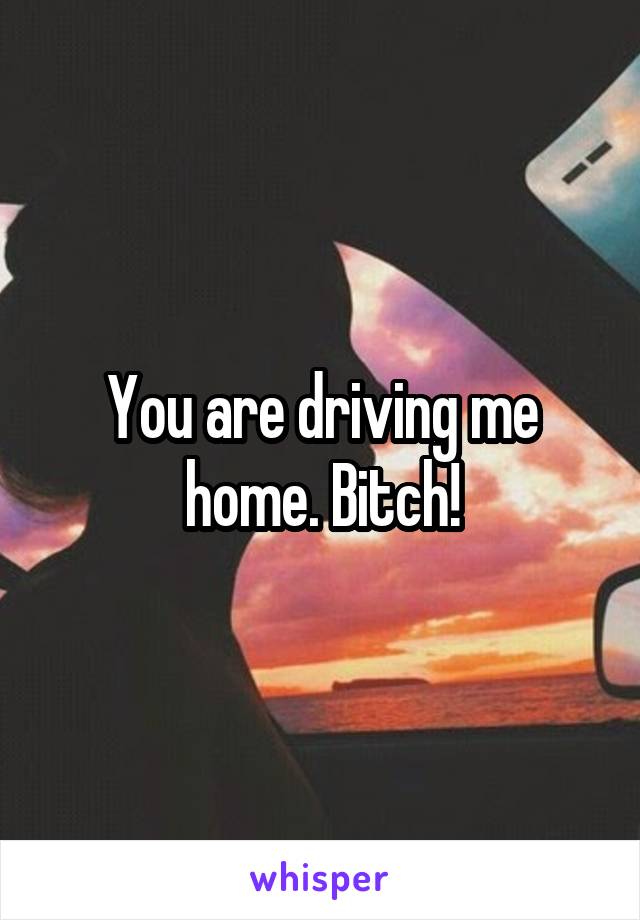 You are driving me home. Bitch!