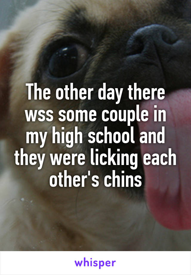 The other day there wss some couple in my high school and they were licking each other's chins