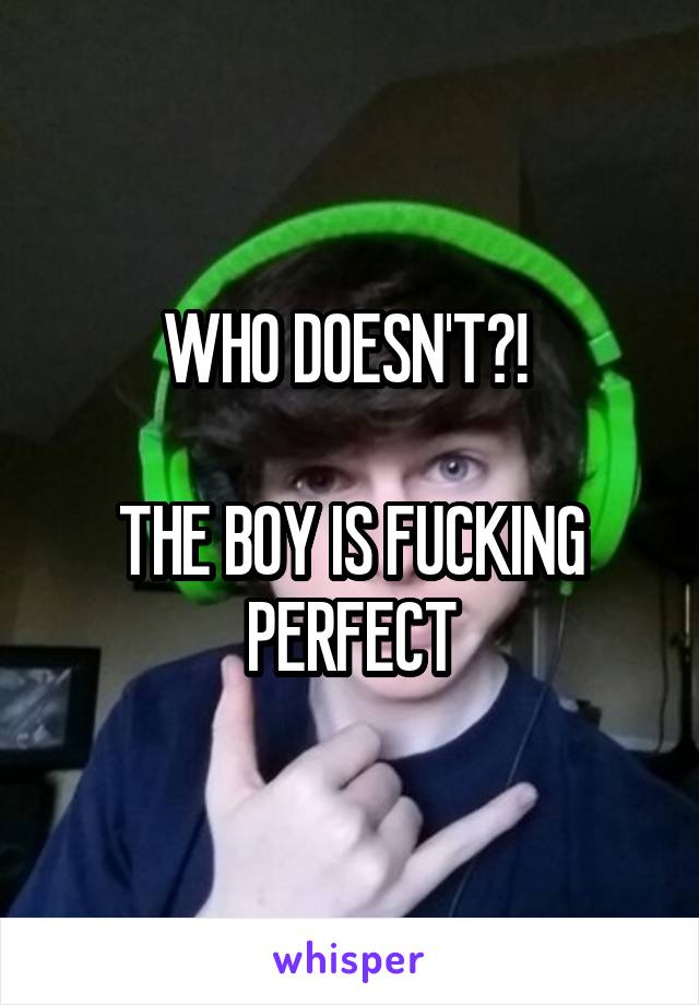 WHO DOESN'T?! 

THE BOY IS FUCKING PERFECT