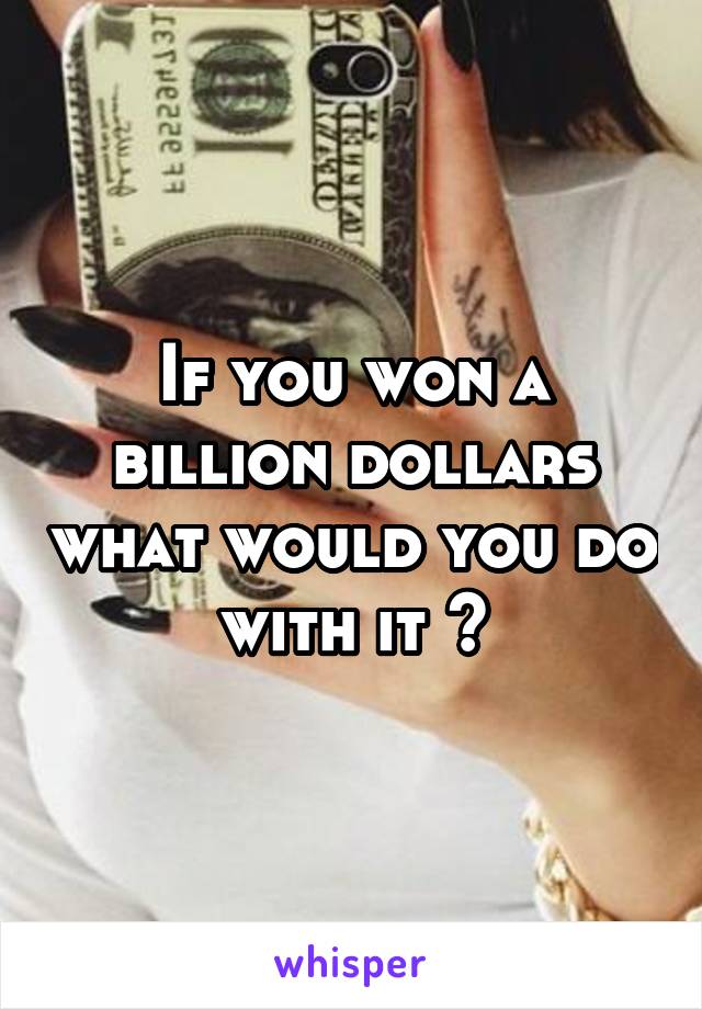 If you won a billion dollars what would you do with it ?