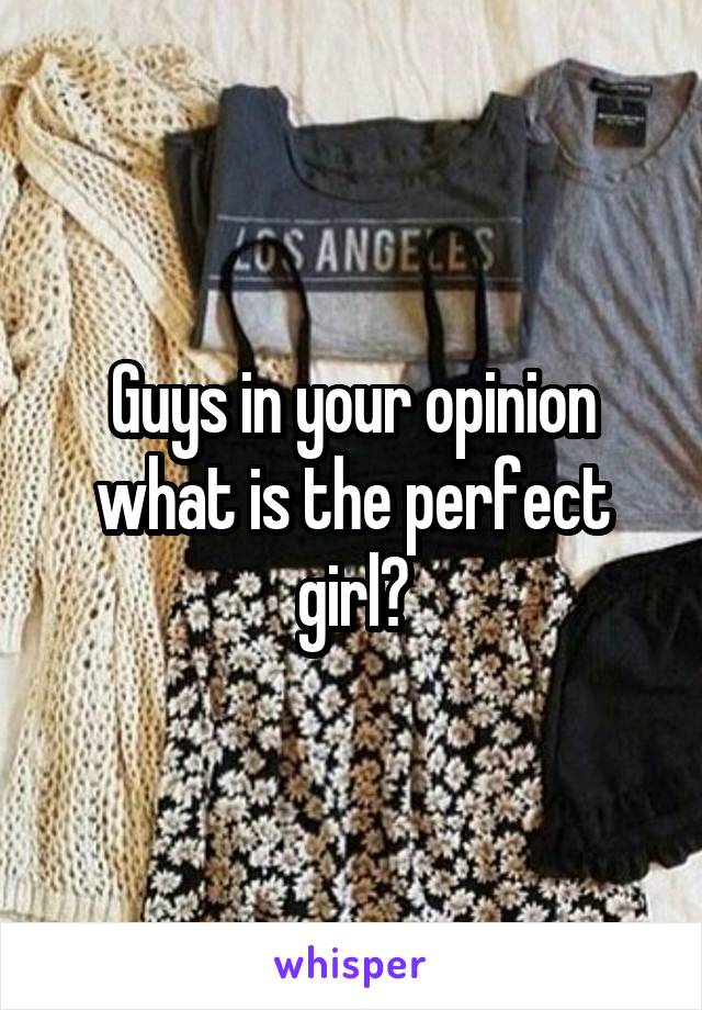 Guys in your opinion what is the perfect girl?