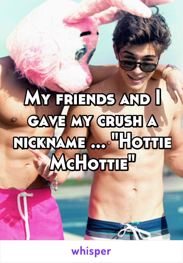 My friends and I gave my crush a nickname ... "Hottie McHottie"