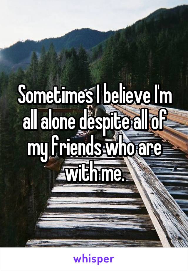 Sometimes I believe I'm all alone despite all of my friends who are with me.
