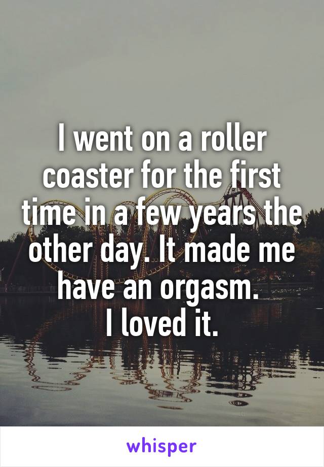 I went on a roller coaster for the first time in a few years the other day. It made me have an orgasm. 
I loved it.
