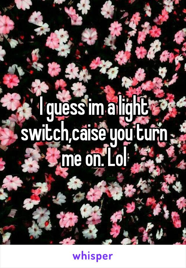 I guess im a light switch,caise you turn me on. Lol