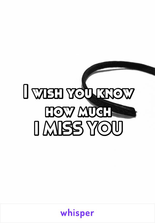 I wish you know
how much
I MISS YOU
