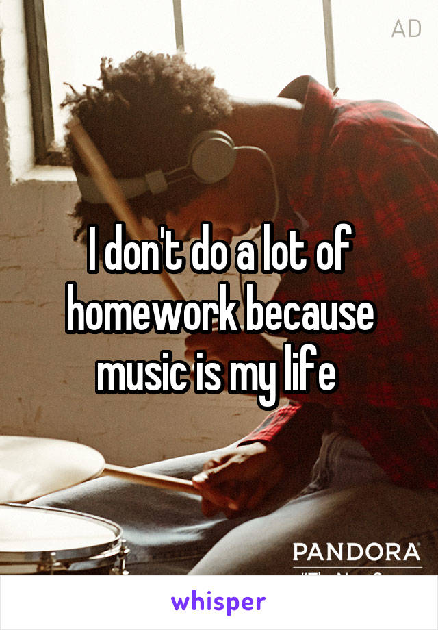 I don't do a lot of homework because music is my life 