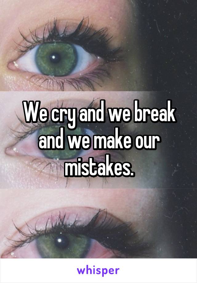 We cry and we break and we make our mistakes.