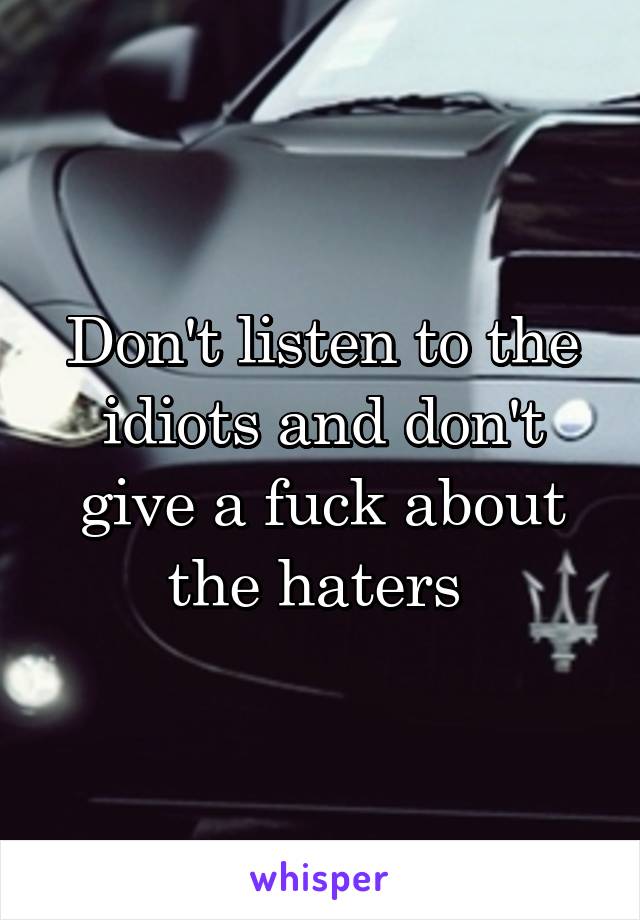 Don't listen to the idiots and don't give a fuck about the haters 