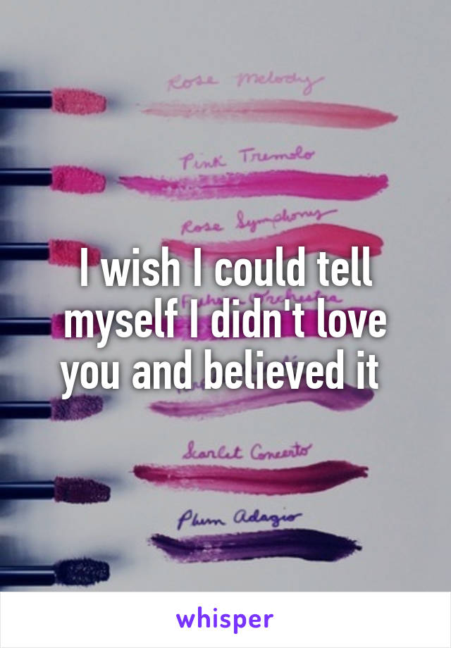 I wish I could tell myself I didn't love you and believed it 