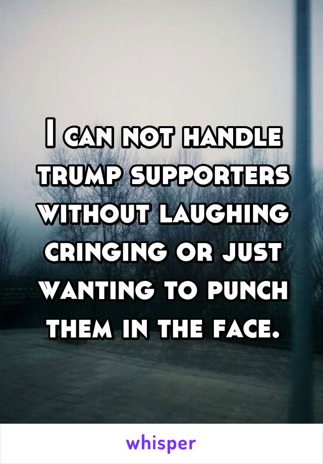 I can not handle trump supporters without laughing cringing or just wanting to punch them in the face.