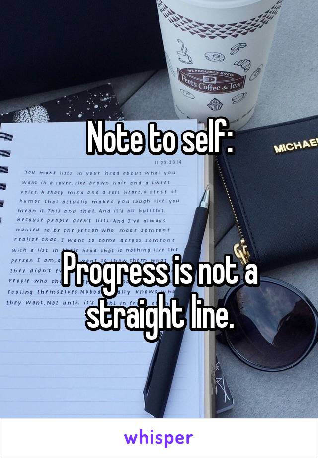 Note to self:


Progress is not a straight line.