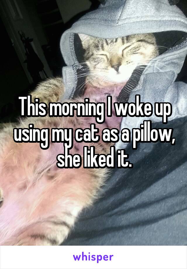 This morning I woke up using my cat as a pillow,  she liked it. 