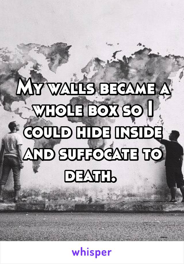 My walls became a whole box so I could hide inside and suffocate to death. 