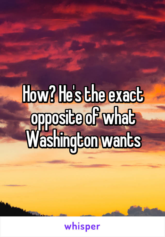 How? He's the exact opposite of what Washington wants