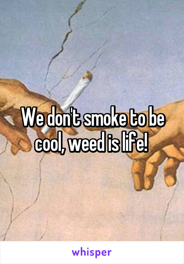 We don't smoke to be cool, weed is life! 