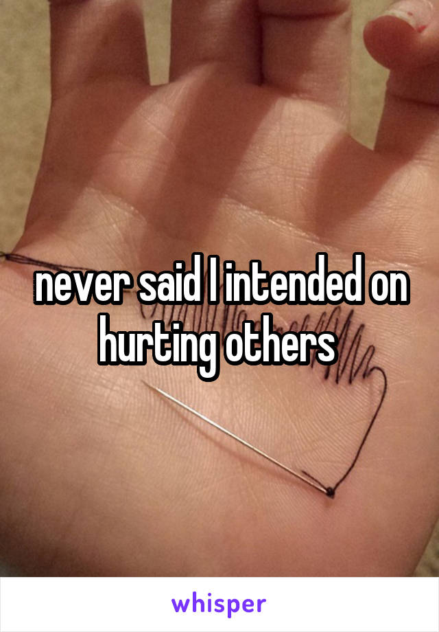 never said I intended on hurting others 