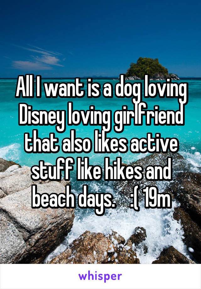 All I want is a dog loving Disney loving girlfriend that also likes active stuff like hikes and beach days.    :( 19m