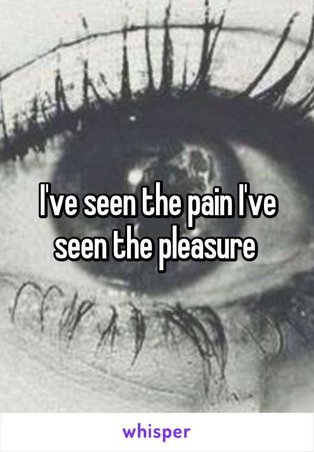 I've seen the pain I've seen the pleasure 