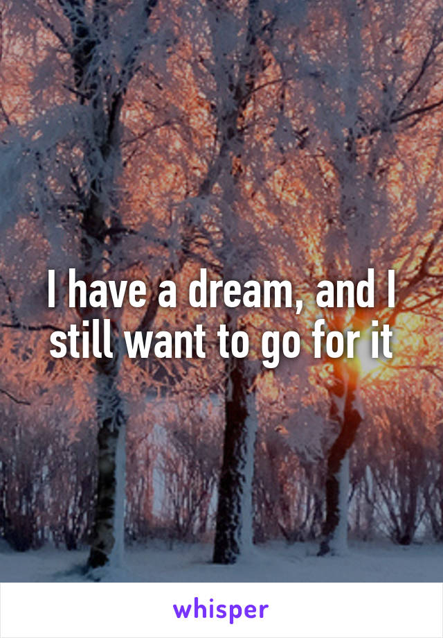 I have a dream, and I still want to go for it