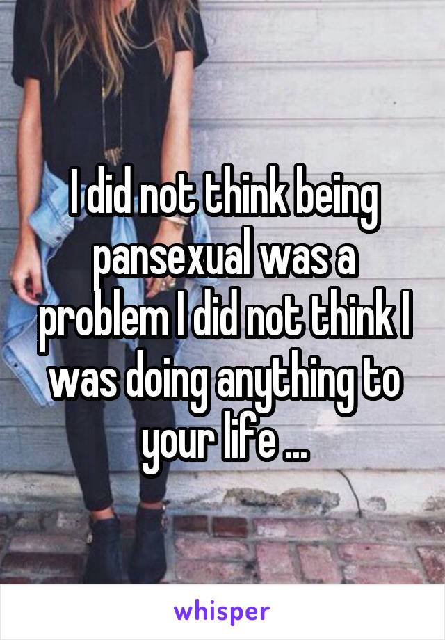 I did not think being pansexual was a problem I did not think I was doing anything to your life ...