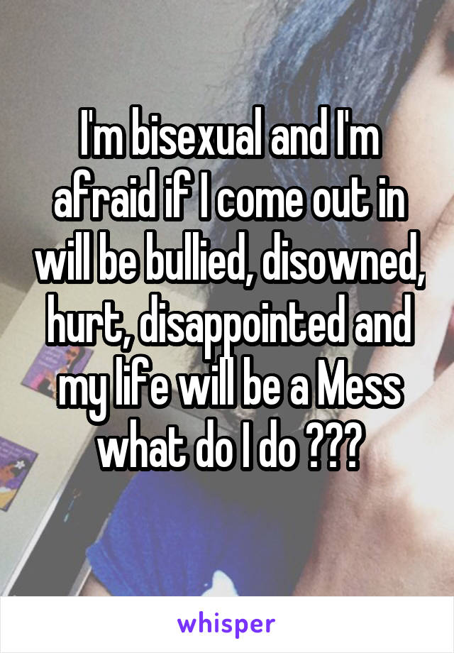 I'm bisexual and I'm afraid if I come out in will be bullied, disowned, hurt, disappointed and my life will be a Mess what do I do 😦😓😿
 