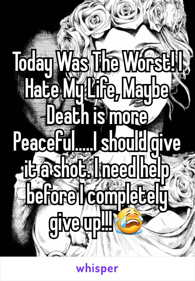 Today Was The Worst! I Hate My Life, Maybe Death is more Peaceful.....I should give it a shot. I need help before I completely give up!!!😭