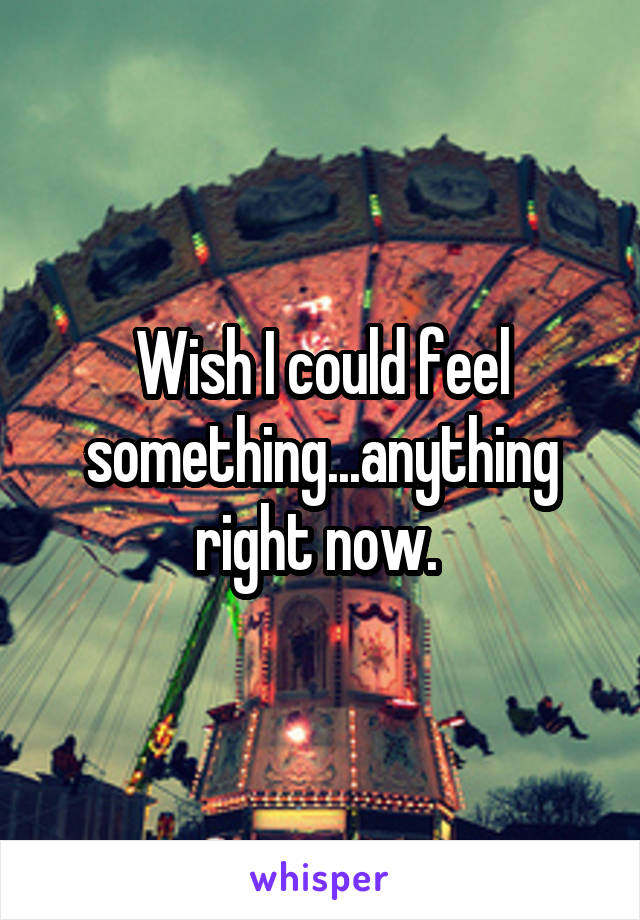 Wish I could feel something...anything right now. 