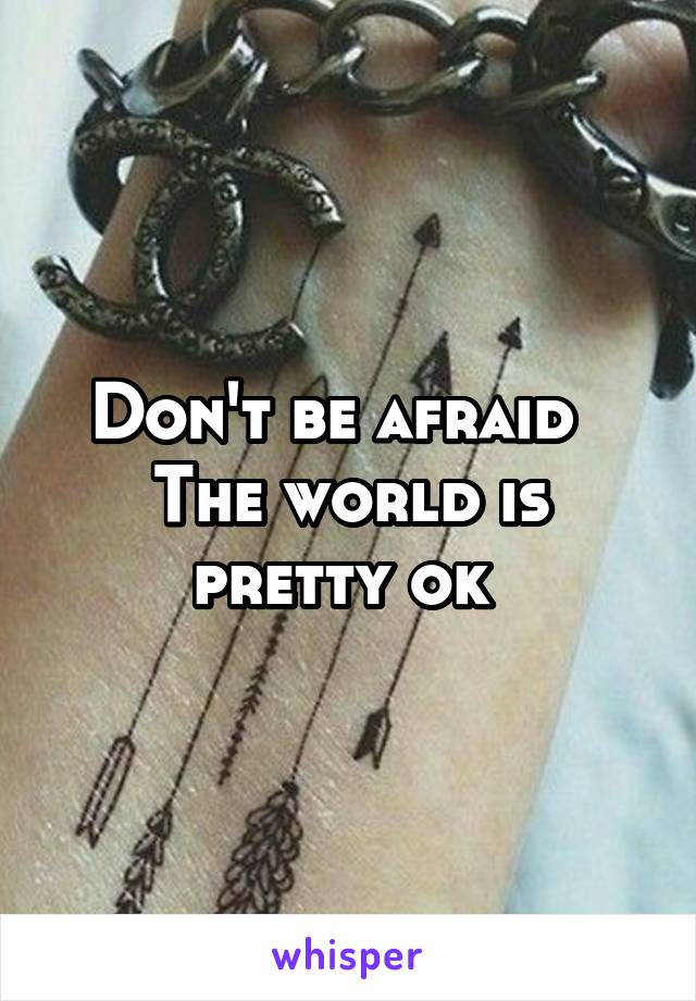 Don't be afraid  
The world is pretty ok 