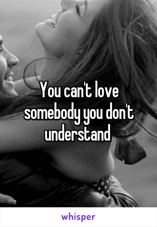 You can't love somebody you don't understand 